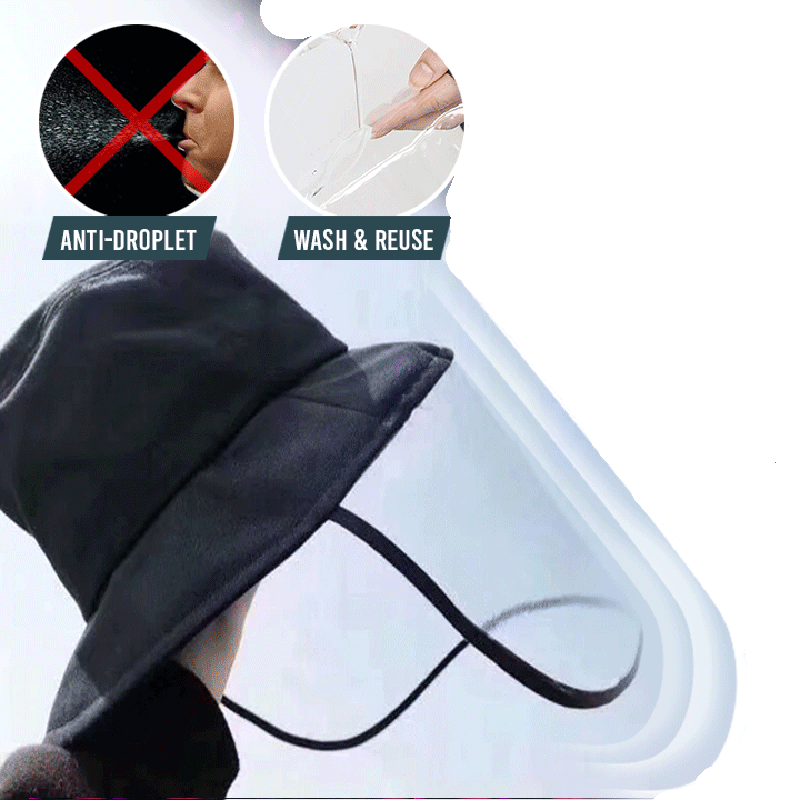 Reusable Face Shield Hat: Wind-proof, dust-proof, saliva-proof.